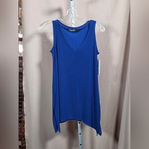 NWT Sympli Cobalt Blue Aruba Sleeveless Go To  Wide Vneck Relaxed Tunic Size 2